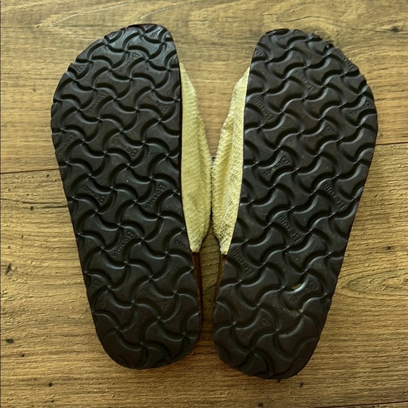 Birkenstock Betula Cream Snakeskin Triple Strap Sandals with Gemstone Buckles - Picture 3 of 6